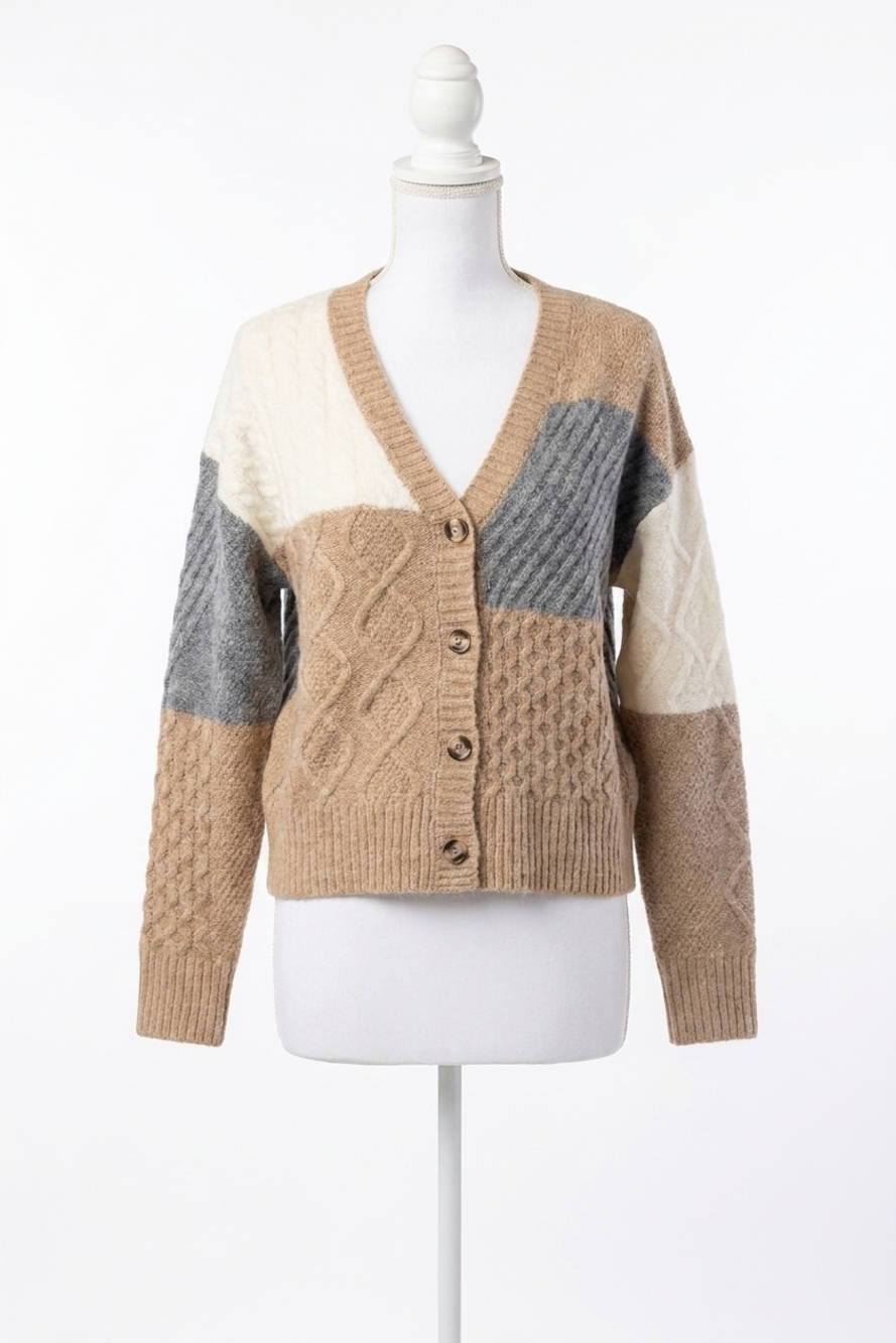 NEW MICHELLE MAE colorblock cozy knit cardigan in multi